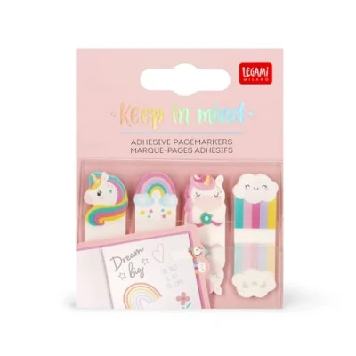 Abbildung von Legami PageMarkers Sticker Keep in Mind, 80 (20 x 4), beschreibbare und wiederablösbare Sticker, Unicorn Motiv, 7 5,5 cm