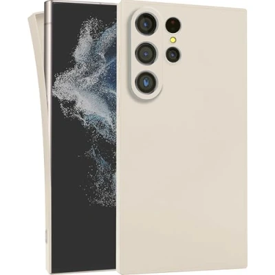 Abbildung von MyGadget Hülle kompatibel mit Samsung Galaxy S24 Ultra robuste Handyhülle TPU Case Slim Silikonhülle Back Cover Kratzfest Schutzhülle Matt Beige