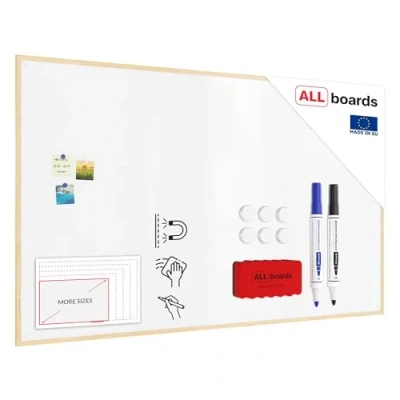 Abbildung von ALLboards Whiteboard mit Holzrahmen 200x120cm Magnettafel Weiß Magnetisch, Trocken Abwischbar