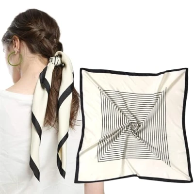 Abbildung von MEANBEAUTY Damen 70 x cm Seidenschal Seide Leicht Bandana mehrfarbig Schal Kopftuch Haarschal Blumen 2