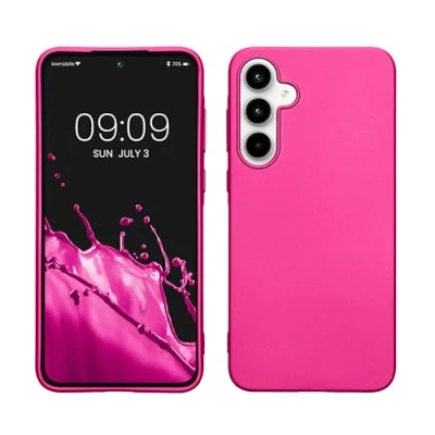 Abbildung von kwmobile Case kompatibel mit Samsung Galaxy A35 Hülle Schutzhülle aus Silikon metallisch schimmernd Handyhülle Metallic Pink