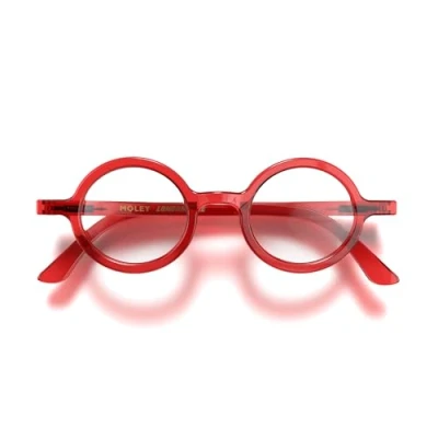 Abbildung von LONDON MOLE Brillen Moley Lesebrille Runde Coole Leser Stilvolle Herren Damen Unisex Federscharniere Transparentes Rot + 2,5 Vergrößerung