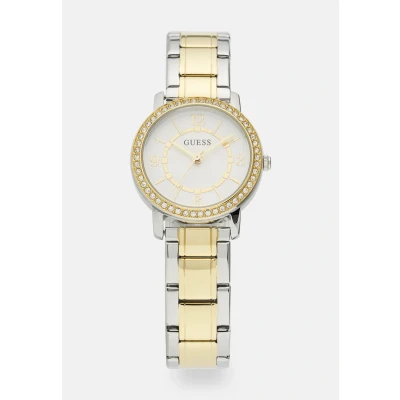 Abbildung von Guess Ladies Dress Uhr silvercoloured/goldcoloured, Damen, Größe: One Size, Silver coloured/gold coloured