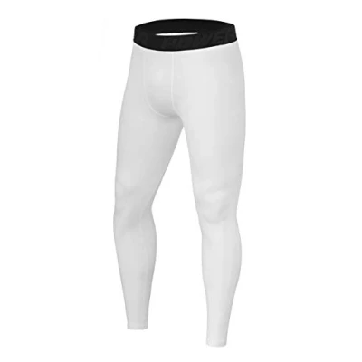 Abbildung von PowerLayer Herren Leggings, Kompressionshose, Sporthose, Lang Weiss, L