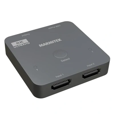 Abbildung von HDMI 2.1 Switch Marmitek AS28 8K 4K 120Hz HDR 2 ein / 1 aus 48Gbps VRR ALLM Dolby Digital HDCP 2.3/2.2/1.4 Automatische Umschaltung