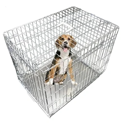 Abbildung von Ellie Bo Hundekäfig, Welpenkäfig, klein, 61 cm, silberfarben, klappbar, mit 2 Türen, Metall Bodenschale, die sich nicht zerbeißen lässt