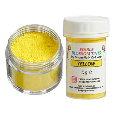 Abbildung von Sugarflair Blossom Tint Dust Lebensmittelfarbe Pulver Yellow Lebensmittel Farbe für Kuchenoberflächen, Zuckerpaste, Fondant, Zuckerguss, Schokolade, Buttercreme, Macarons und mehr 5g