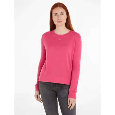 Abbildung von Tommy Jeans Essential CREW NECK Strickpullover, Damen, Größe: XS, Pink alert