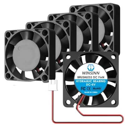 Abbildung von WINSINN 40mm 5V Lüfter Hydrauliklager 5000RPM 4010 Kühllüfter Ersatz für DVR/Kleingeräte/Elektronik mit 30cm XH2.54 2PIN Kabel, brushless 40x10mm (5 Stück)