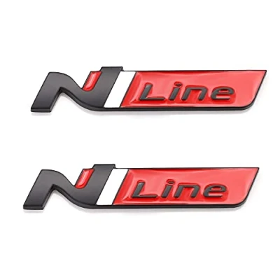 Abbildung von 2 x N Line Emblem Aufkleber Logo Dekoration Auto Abzeichen (Schwarz Rot)