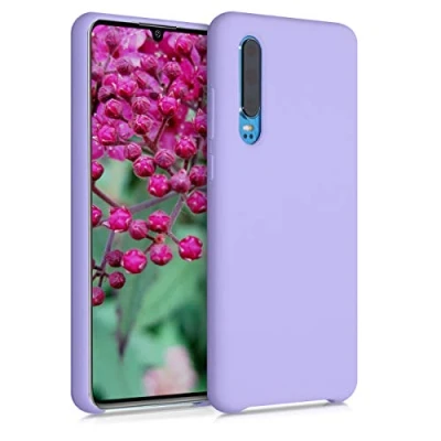 Abbildung von kwmobile Hülle kompatibel mit Huawei P30 Silikon Handy Case Handyhülle weiche Oberfläche kabelloses Laden Lavendel