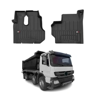 Abbildung von FROGUM proLine 3D 3D425545 Fußmattensatz TPE (thermoplastischer Elastomer) vorne 2 schwarz Maßgefertigt MERCEDES BENZ: ACTROS MP2 / MP3