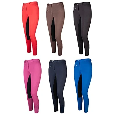 Abbildung von Pfiff 102290 Damen Reithose Thea, Kunstleder Vollbesatz, Vollbesatzreithose, Mittelblau Schwarz 46