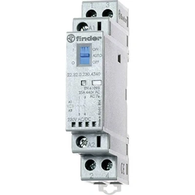 Abbildung von finder Serie 22 1na+1nc 230v Agni Umschalter mit LED Anzeige, (B x H T) 17.5 84 60.8 mm