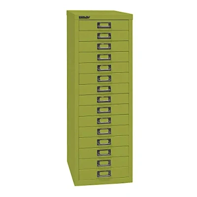 Abbildung von BISLEY MultiDrawer, 39er Serie, DIN A4, 15 Schubladen, Metall, 604 Grün, 38 x 27.9 86 cm
