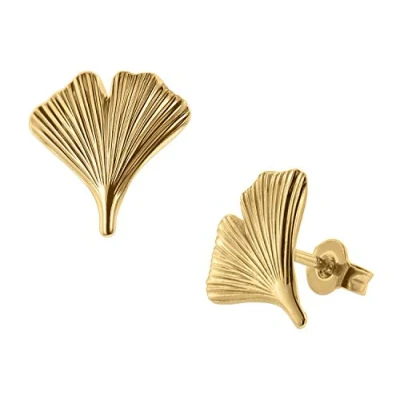 Abbildung von trendor 75723 Damen Ohrringe Gold auf Silber 925 Ohrstecker Ginkgo Blatt