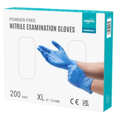 Abbildung von EUROPAPA® 200x Einweghandschuhe Nitrilhandschuhe puderfrei Untersuchungshandschuhe EN455 EN374 latexfrei Einmalhandschuhe Handschuhe in Gr. S, M, L &amp; XL verfügbar (XL, Ocean Blau)