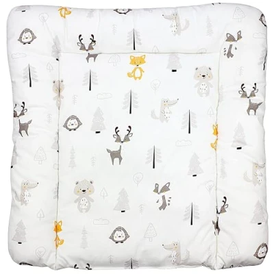 Abbildung von TupTam Baby Wickeltischauflage mit Baumwollbezug Gemustert, Farbe: Wald/Fuchs/Reh/Igel/Bärchen/Beige, Größe: 70 x 60 cm