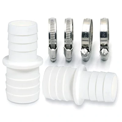 Abbildung von 2er Schlauchverbinder Schlauchtülle Set Ø 32 / 38mm Norma 1 1/4 zoll auf 1/2 Pool Schlauchadapter Doppelschlauchtülle mit Universal Edelstahl Schlauchschellen (2x 38 mm Set)
