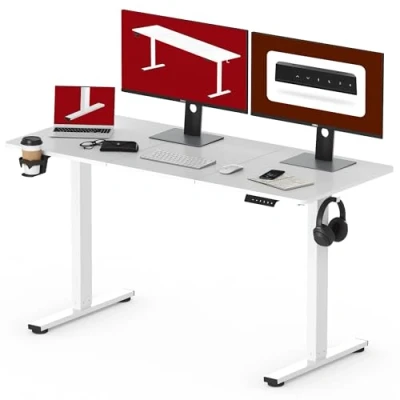 Abbildung von SANODESK Höhenverstellbarer Schreibtisch 140 x 60 cm Höhenverstellbar Elektrisch Ergonomischer Steh Sitz Tisch Computertisch für Heimbüro Homeoffice(weiß)