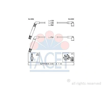 Abbildung von FACET 4.7208 Zündkabelsatz Made in Italy OE Equivalent FORD: FIESTA 5, Focus Mk1 Schrägheck, KA Schrägheck
