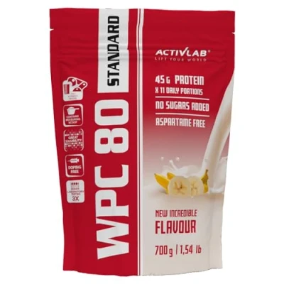 Abbildung von Activlab WPC 80 STANDARD 700g, Proteinpulver, Muskelaufbau, Fettreduktion, Molkenproteinkonzentrat, Effektiver Muskelzuwachs &amp; Regeneration 73,4g Protein pro 100g, Banane
