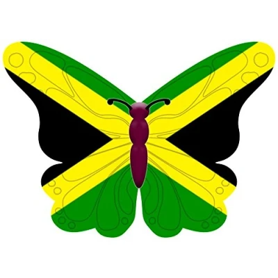 Abbildung von 24 Schmetterlinge aus essbarem Papier mit Fahnenmuster: Jamaika / Jamaican Flag Butterflies