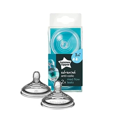 Abbildung von Tommee Tippee Advanced Anti Colic Baby Bottle Teats, Breast Like, Soft Silicone, Medium Flow, 3m+, Pack of 2