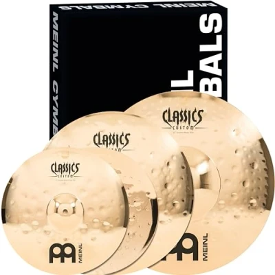 Abbildung von Meinl Cymbals Classics Custom Extreme Metal Beckenset (Video) mit 14 Zoll Hihat, 18 Crash und 20 Ride B12 Bronze, Brilliantes Finish (CC EM480)