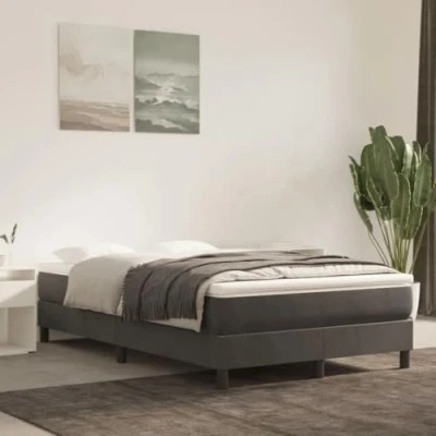 Abbildung von vidaXL Bettgestell, Polsterbett Bett für Schlafzimmer, Bettrahmen mit Lattenrost Stützbeinen, Schlafzimmerbett Doppelbett, Dunkelgrau 120x200cm Samt