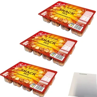 Abbildung von Gut&amp;Günstig Snack Mix knusprige Knabbervielfalt 3er Pack (3x300g Packung) + usy Block