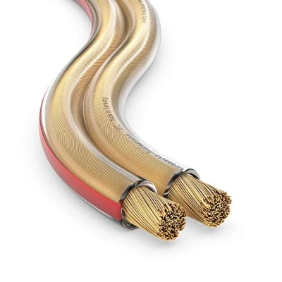 Abbildung von conecto Lautsprecherkabel OFC Professional 2x1,5mm² Kabel Querschnitt (99,9% Vollkupfer 48x0,20mm Litze) Hifi Audio Lautsprecher Boxenkabel, 30m, transparent