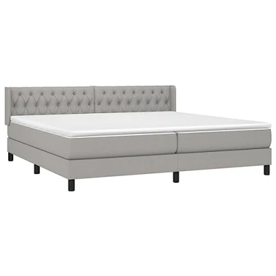Abbildung von vidaXL Boxspringbett, Doppelbett mit LED Matratze Matratzenauflage, Bettgestell Lattenrost Kopfteil, Polsterbett Bett für Schlafzimmer, Hellgrau 200x200cm Stoff