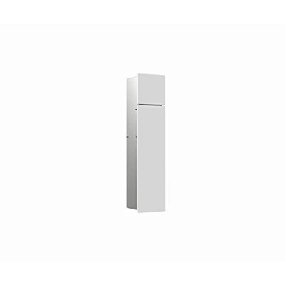 Abbildung von EMCO Asis Pure Unterputz Schrankmodul für die Klobürstengarnitur, Badezimmerschrank mit Toilettenpapierhalter und Fach, Hochschrank &quot;Push to Open&quot; Funktion, Anschlag rechts, Weiß matt