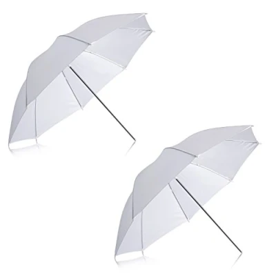 Abbildung von Neewer® 2 Stück 84 cm weiße, durchscheinende, weiche Regenschirme für Foto und Videostudioaufnahmen