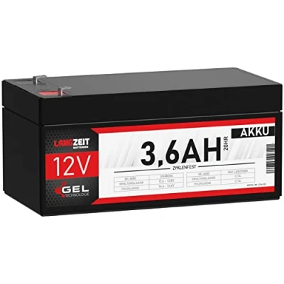 Abbildung von LANGZEIT Akku 12V 3,6Ah Gel Profi Blei USV Batterie extrem zyklenfest vorgeladen auslaufsicher ersetzt 3,4Ah 3,3Ah 3,5Ah LC R123R4PG