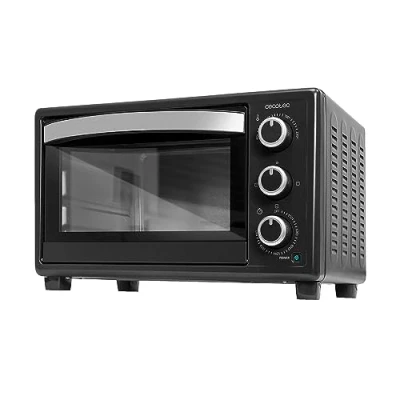 Abbildung von Cecotec Tischofen Bake&amp;Toast 2300 Black, 23 L, Leistung 1500 W, bis zu 230ºC, 3 Heizmodi: Grill, Unterhitze und kombiniert, Doppeltür aus Glas, Timer 60 Minuten, Krümelschublade.