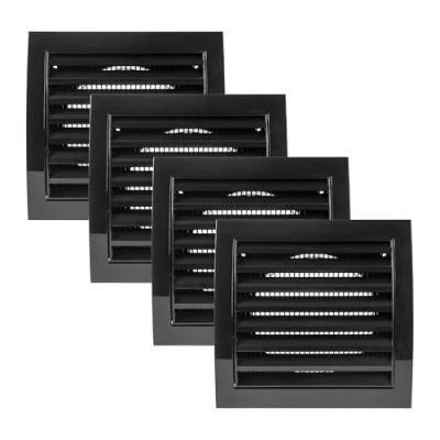 Abbildung von Vent Systems 10,2 cm (4 Zoll) schwarze 4 Stück Lüftungsschlitz Abdeckung für Trockner Lüftungsschlitze und Badezimmer Abluftöffnungen, Lüftungsschlitzabdeckung Auspuff, Zuluftregistergitter