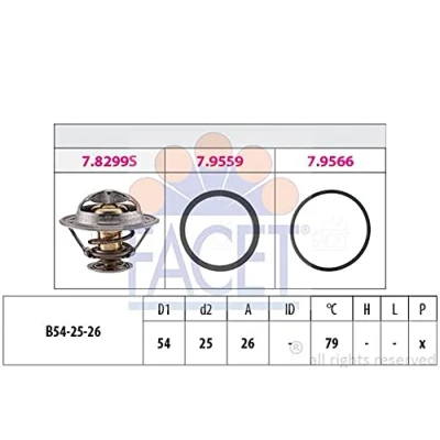 Abbildung von FACET 7.8299 Kühlwasserthermostat 79 54 Made in Italy OE Equivalent mit Dichtung IVECO: DAILY 3 Pritsche/Fahrgestell, 2 Pritsche/Fahrgestell