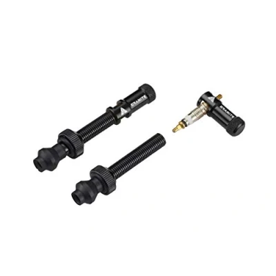 Abbildung von Granite Juicy Nipple Ventilkappen Set und Presta Ventil Stangen, Fahrradreifen Schutzkappen mit Ventilkern Entfernungsfunktion (Schwarz).