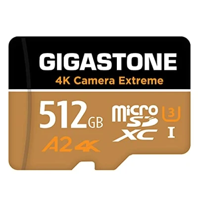 Abbildung von [5 Jahre kostenlose Datenwiederherstellung] Gigastone 4K Kamera Extreme 512GB MicroSDXC Speicherkarte und SD Adapter, Kompatibel mit GoPro Switch, schwindigkeit 100 MB/s, A2 U3 V30 Micro Karte
