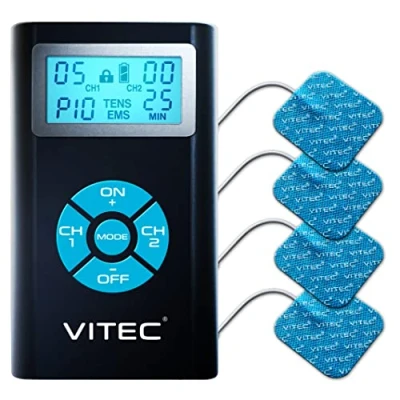Abbildung von VITEC CYNONIC TENS/EMS Elektrostimulationsgerät, Europäische Marke, 2 natürliche Therapien: Schmerzlinderung und Muskelaufbau, 20 individuelle Programme, Reizstrom Therapie ohne Nebenwirkungen