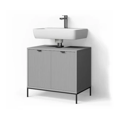 Abbildung von Livinity® Waschbeckenunterschrank ATERNO, Grau/Grau, 70 x 63 cm mit Türen