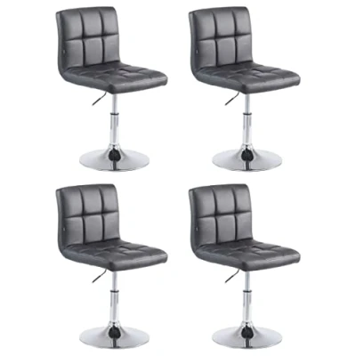 Abbildung von CLP 4er Set Drehstühle Palma V2 Mit Hochwertiger Polsterung Und Kunstlederbezug I Drehbare Höhenverstellbare Esszimmerstühle, Farbe:schwarz