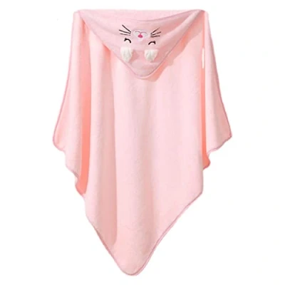 Abbildung von Baby Handtuch 80X80 cm Babyhandtuch Mit Kapuze Kapuzenhandtuch Badetuch Erstausstattung Neugeborene Handtücher Bademantel Kinde, Rosa