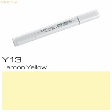 Abbildung von COPIC Sketch Marker Typ Y 13, Lemon Yellow, professioneller Pinselmarker, mit einer Super Brush Spitze und Medium Broad
