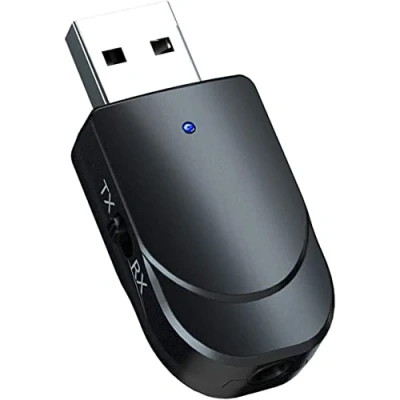 Abbildung von Bluetooth Adapter 5.0,2 in 1 Transmitter Empfänger Klinke Sender, mit 3,5mm Digitales Audiokabel für TV/Stereoanlage/Flugzeug