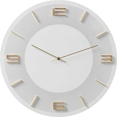 Abbildung von Kare Design Wanduhr Leonardo, Weiß/Gold, 49cm Durchmesser, Uhr, Holz, Aluminium, rund, 49x49x5 cm (H/B/T)