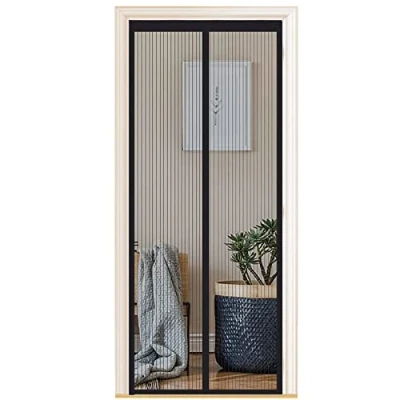 Abbildung von Fliegengitter Tür Magnet Insektenschutz, Verschiedene Größen, 70 x 200cm, Magnetvorhang ist Ideal für Balkontür Wohnzimmer und Terrassentür, Ohne Bohren, Schwarze Streifen