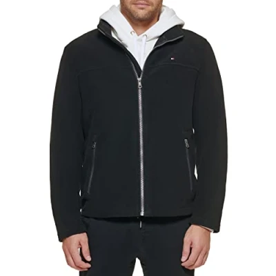 Abbildung von Tommy Hilfiger Herren Lightweight Polar Fleece Jacket Fleecejacke, Schwarz, XXL